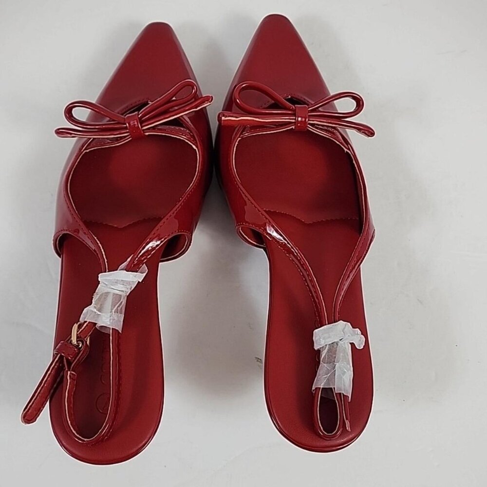 NWOT Coutgo Women's Red Pointed Sling Back Kitten Heels , Size 7 - Picture 7 of 8